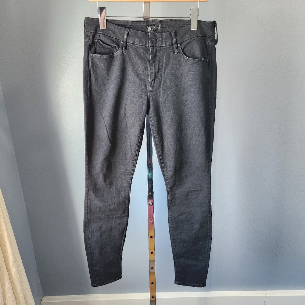 MOTHER Denim The Looker Skinny Jeans Not Guilty Wash Black Overdye Women's 31.